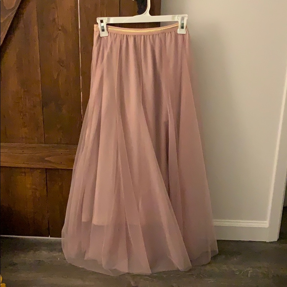 Pink tulle ankle length skirt